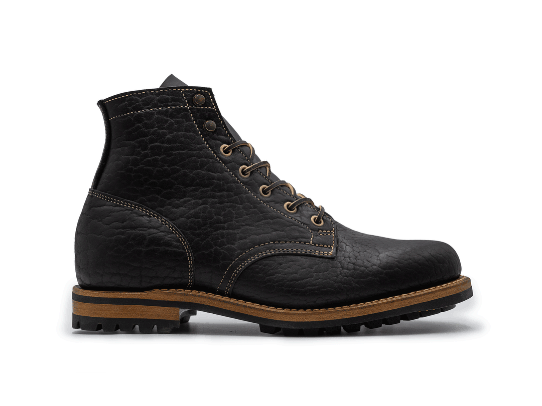 Black Shrunken Bison | Plain Toe