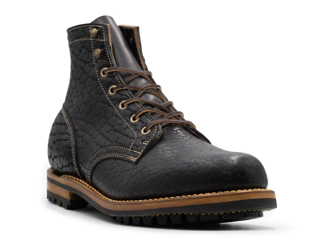 Black Shrunken Bison | Plain Toe
