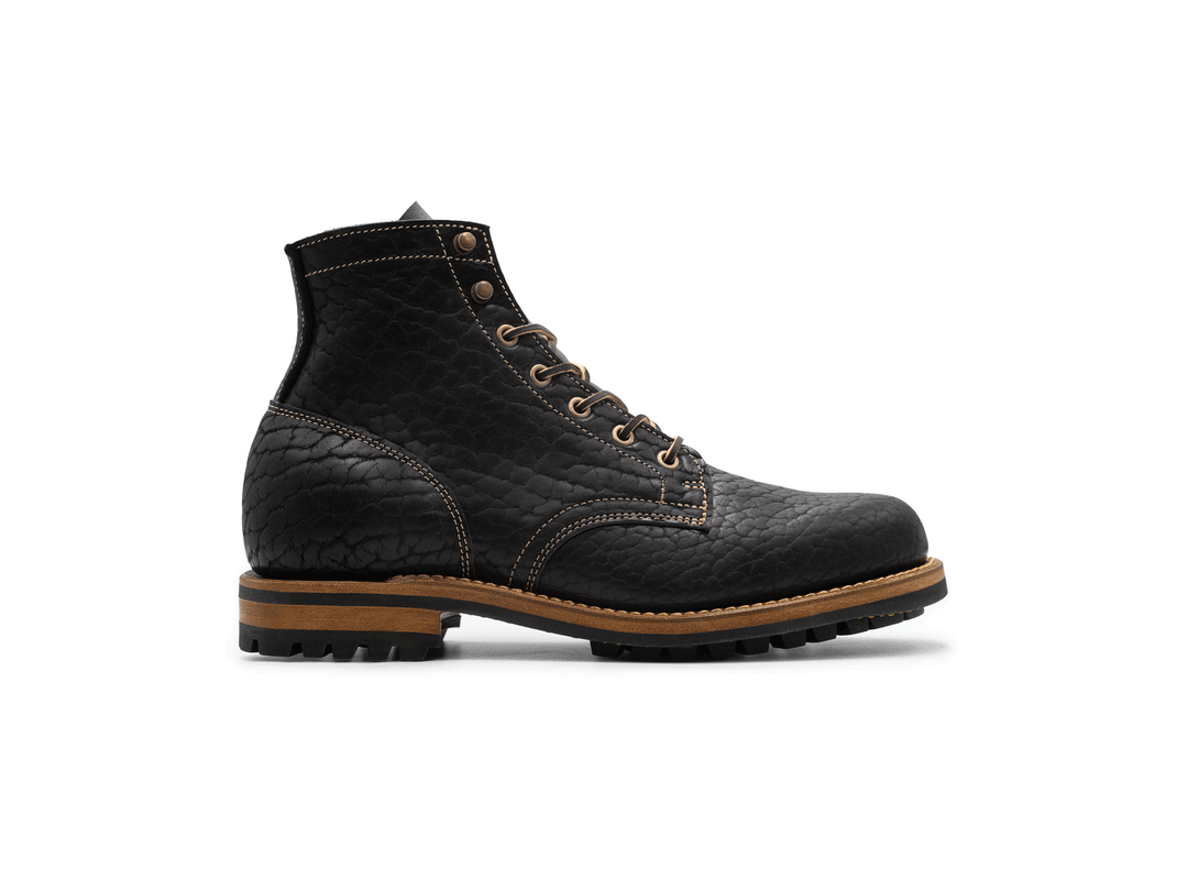 Black Shrunken Bison | Plain Toe