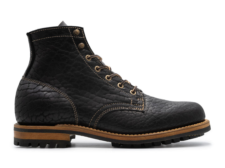 Black Shrunken Bison | Plain Toe