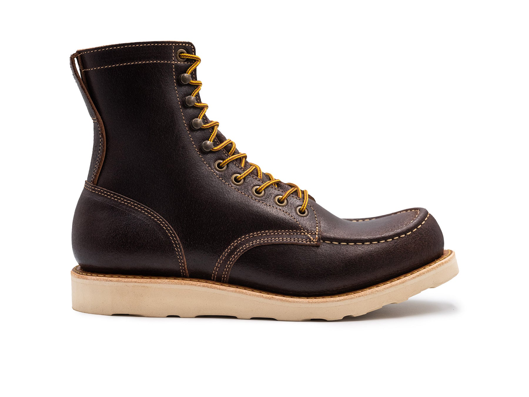 Chocolate Rough Shot upland moc toe boot side view