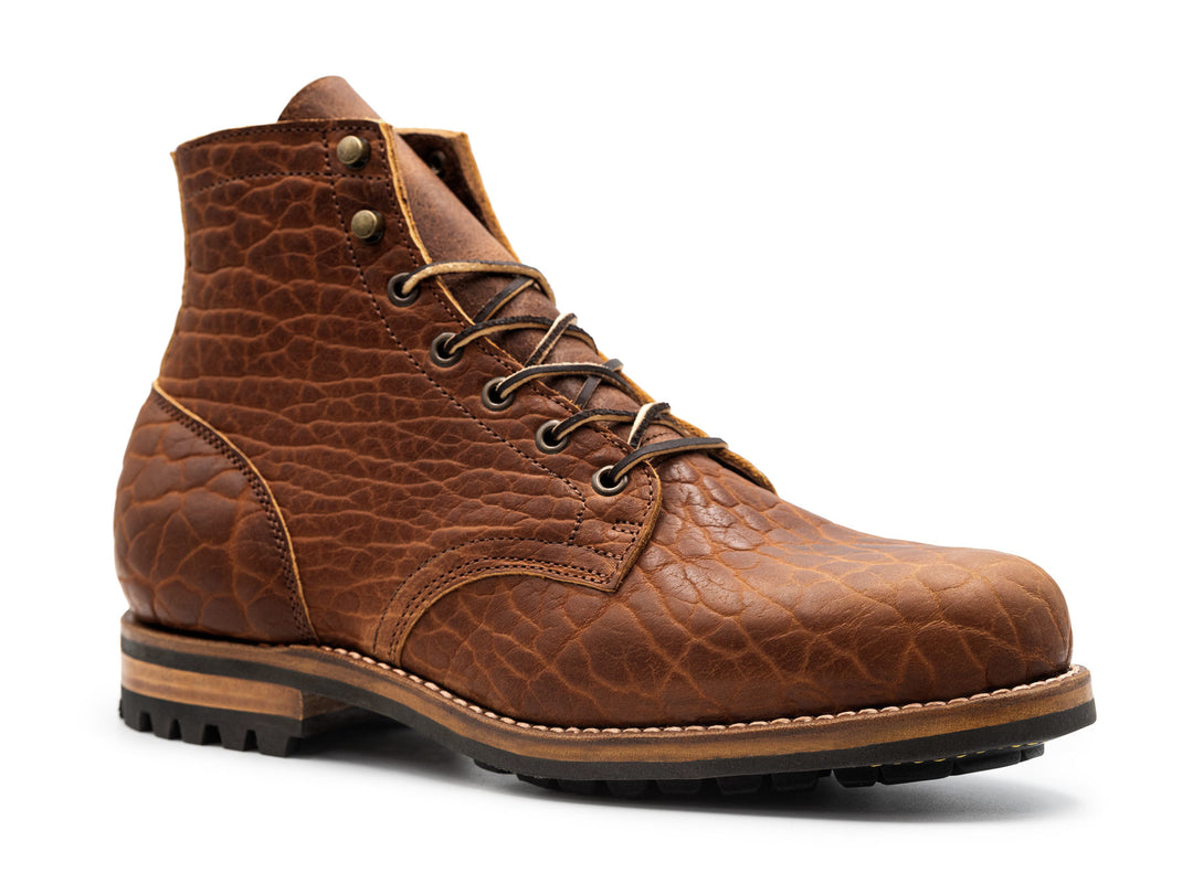 Cognac Shrunken Bison | Plain Toe