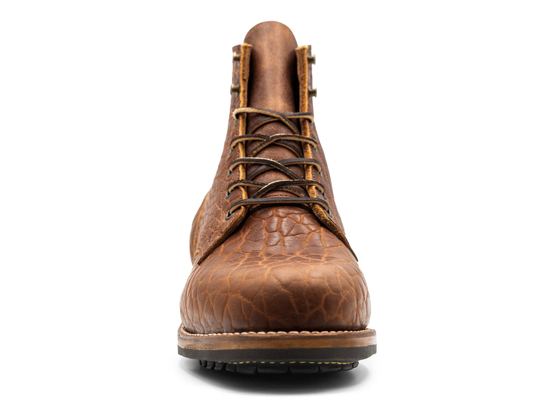 Cognac Shrunken Bison | Plain Toe