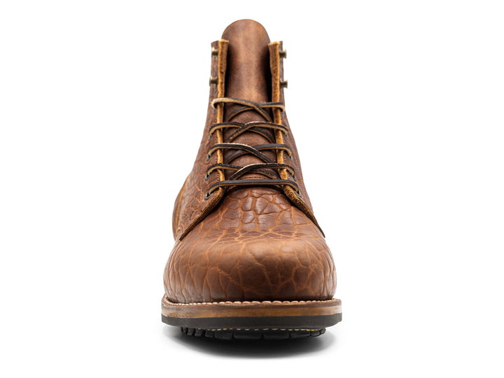 Cognac Shrunken Bison | Plain Toe