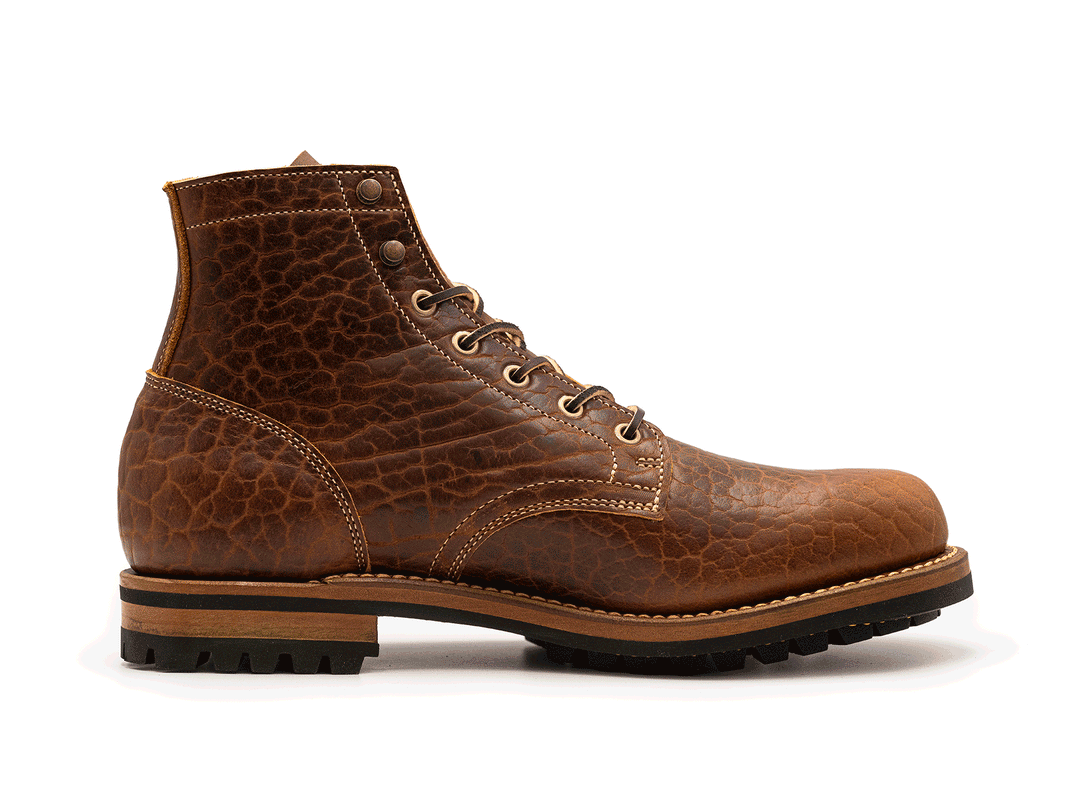 Cognac Shrunken Bison | Plain Toe