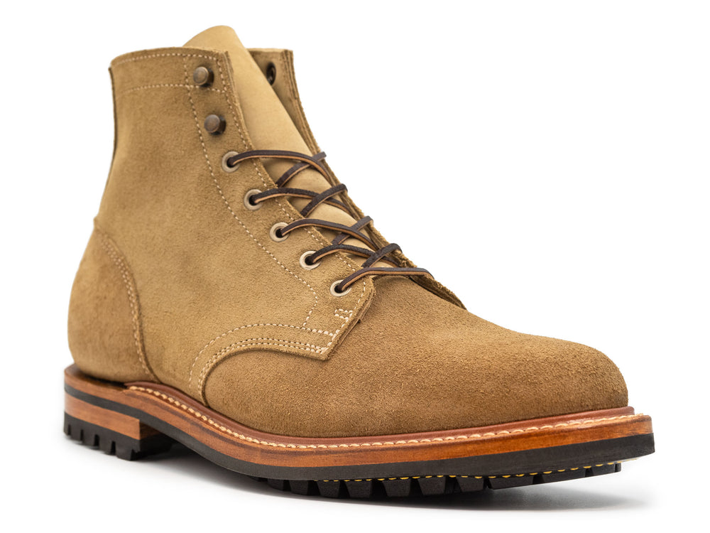 tan leather boot on a white background 3QTR view