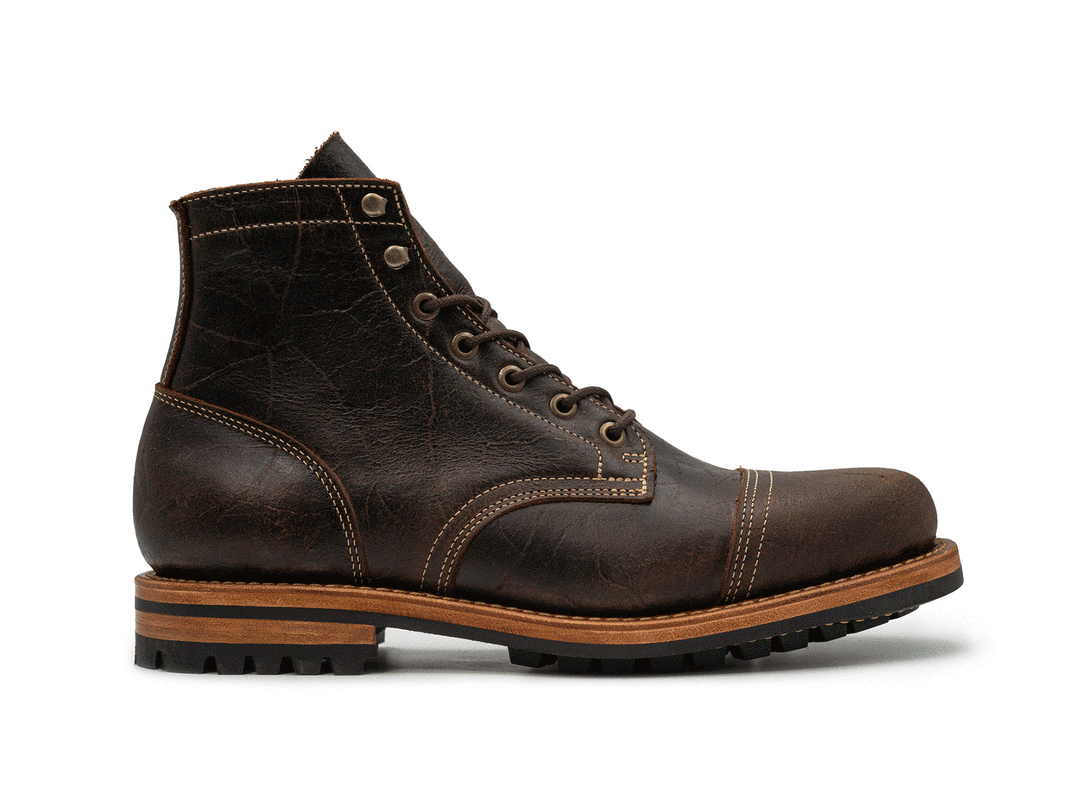 animation flipping through different colored textured leather boots on white background