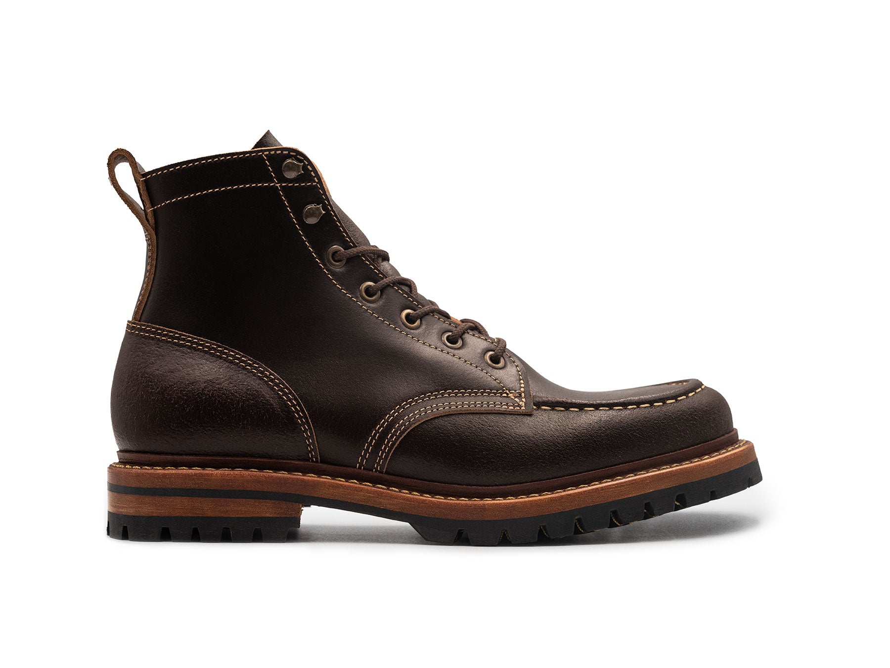 Java Waxed Flesh casual moc toe boot side view