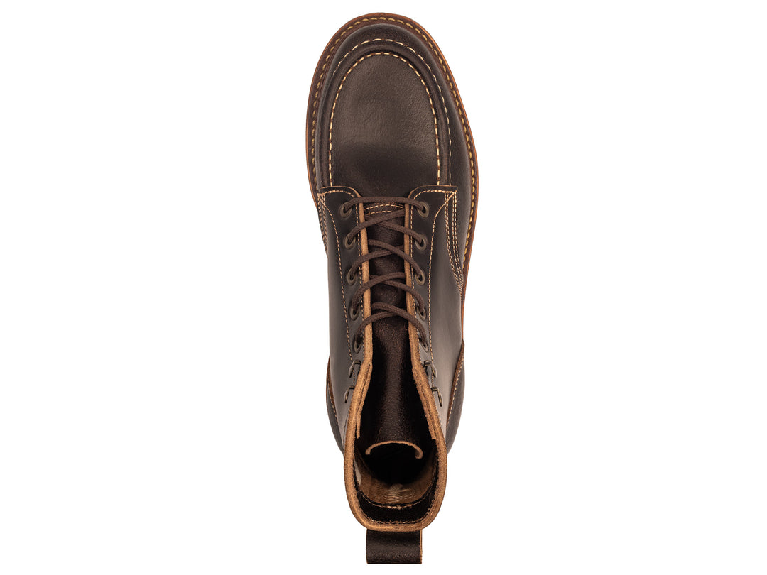 topdown view of java waxed flesh moc toe on white background