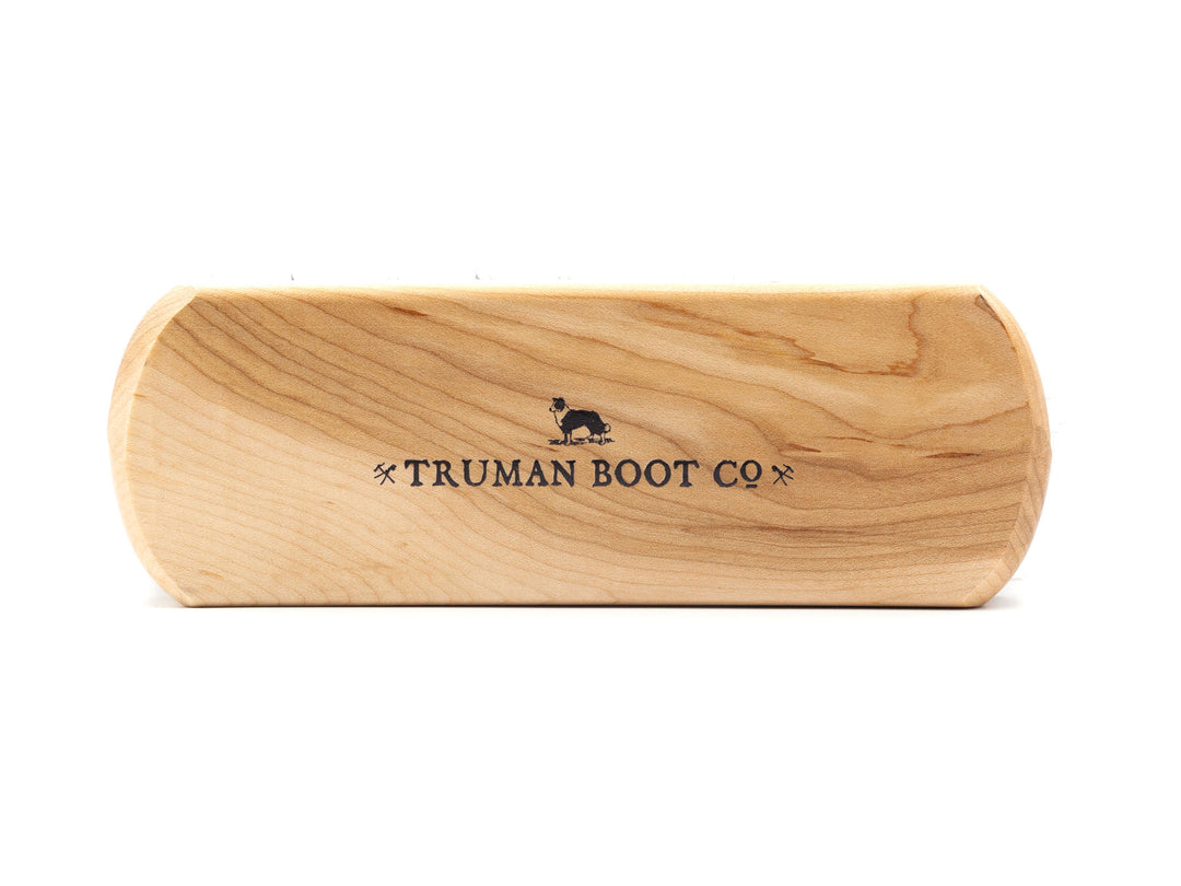 Side view wooden horse hair brush