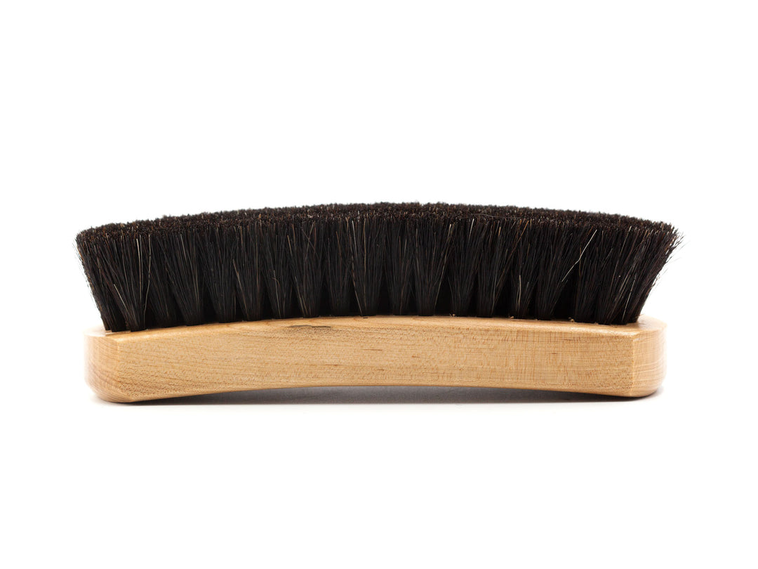 Side view wooden horse hair brush